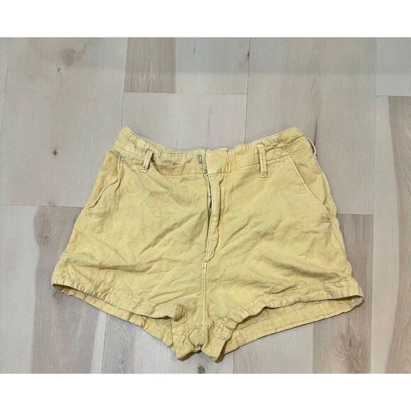 Abercrombie & Fitch Butter Yellow Linen Blend Shorts SMALL Coastal Boho Chic - Picture 1 of 9